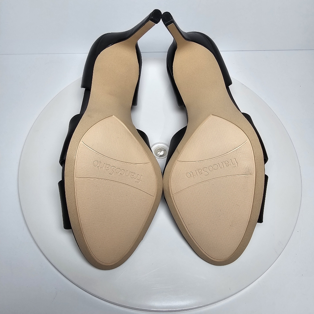 Franco Sarto Black Leather D'Orsay Peep-Toe Heels - Picture 12 of 13
